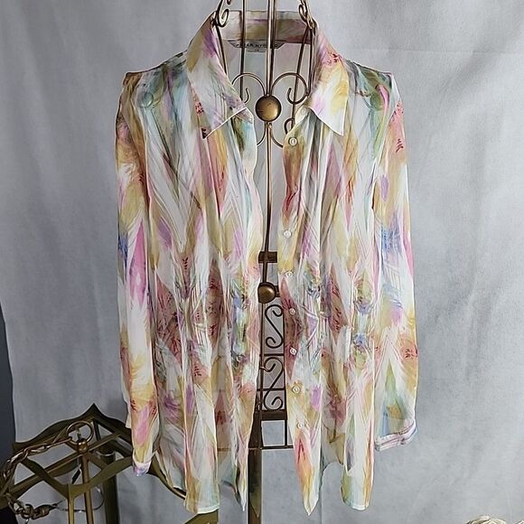 Peter Nygard Size 12 Sheer Chiffon Shacket - Picture 3 of 10